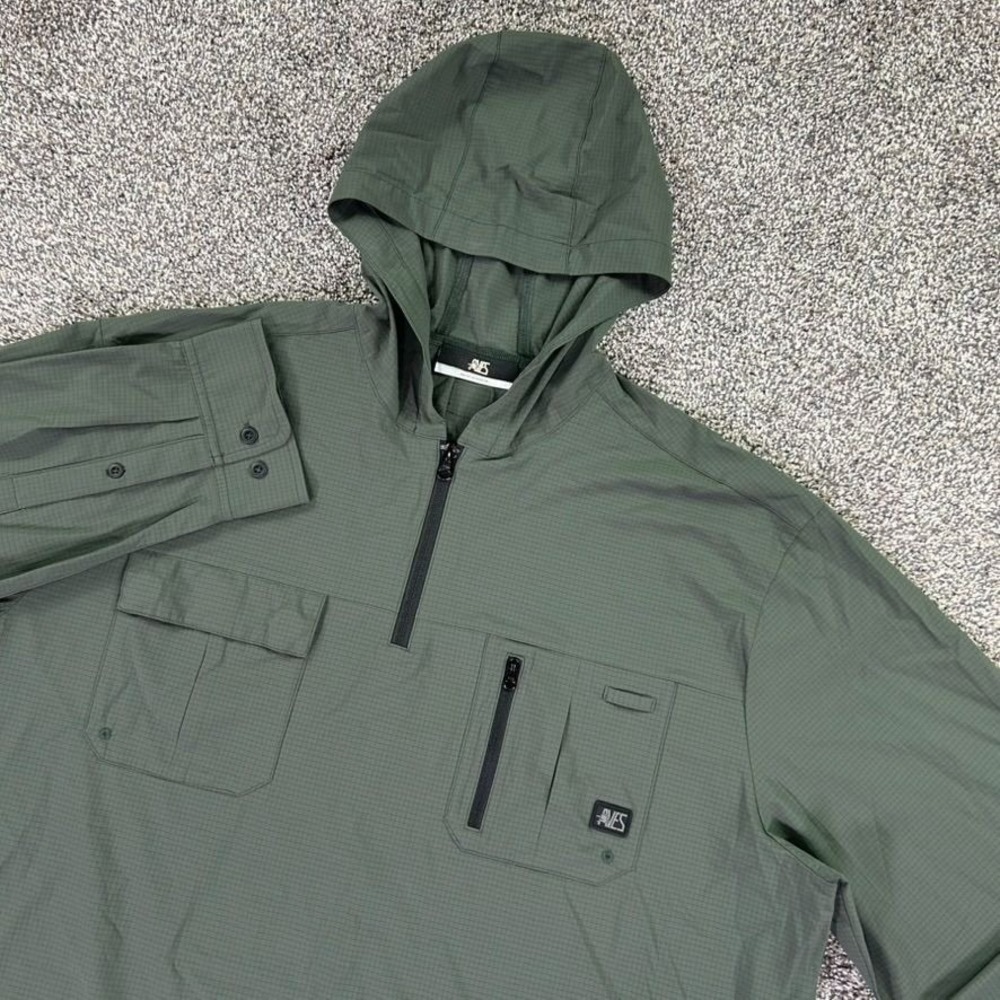 Aves Dot Air Hoodie Mens 3XL Green Lightweight Front Pockets Quarter Zip Closure